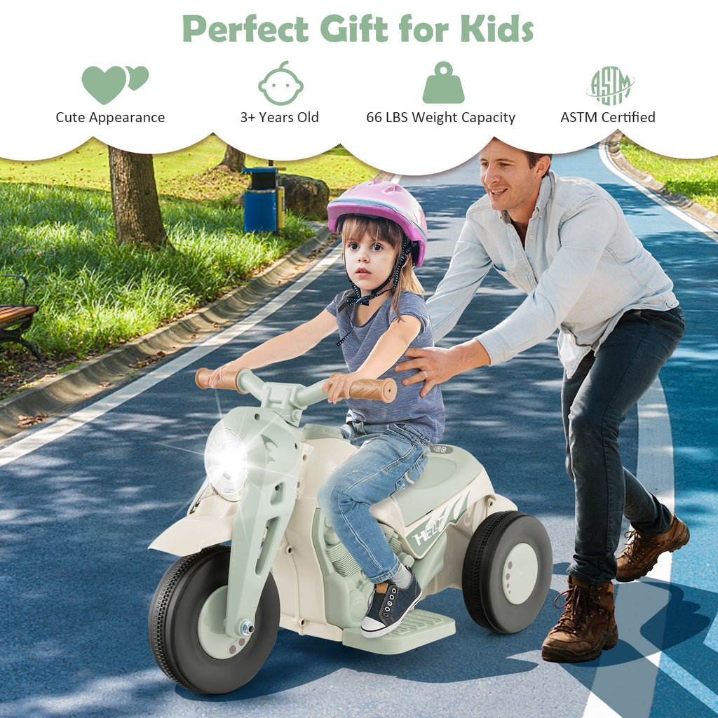 Kids Electric Ride-On Motorcycle with Bubble Maker – Beige