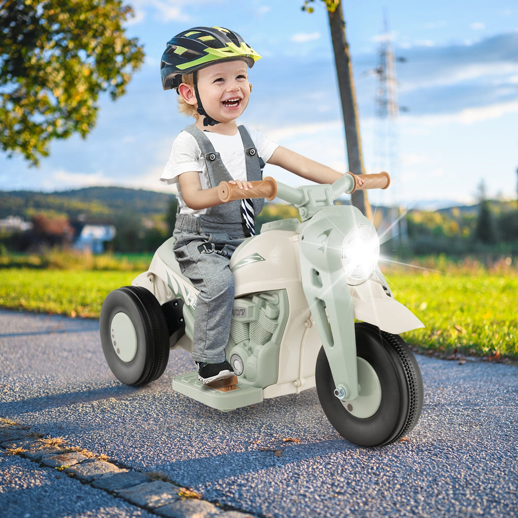 Kids Electric Ride-On Motorcycle with Bubble Maker – Beige