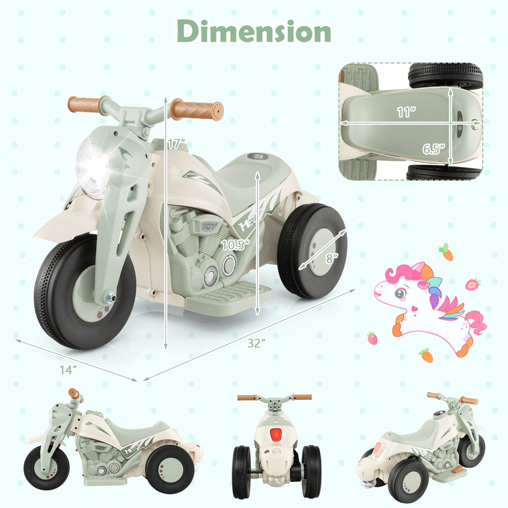 Kids Electric Ride-On Motorcycle with Bubble Maker – Beige