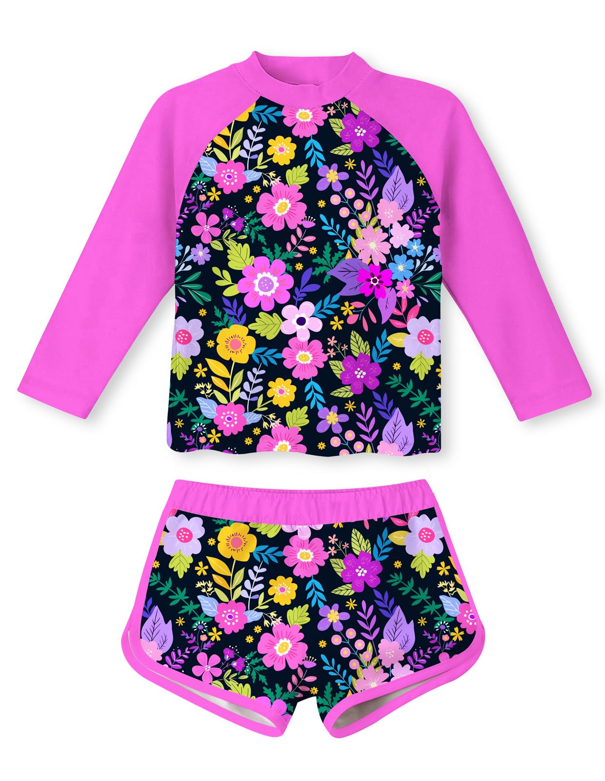 Vogseek Girls Rash Guard Two Pieces Swimsuit Long Sleeve Bathing Suit for 3-10 Years