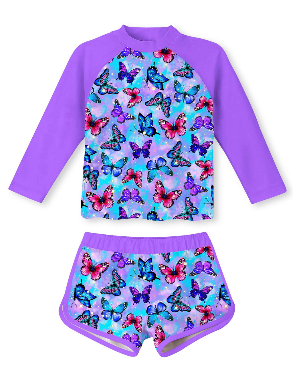 Vogseek Girls Rash Guard Two Pieces Swimsuit Long Sleeve Bathing Suit for 3-10 Years
