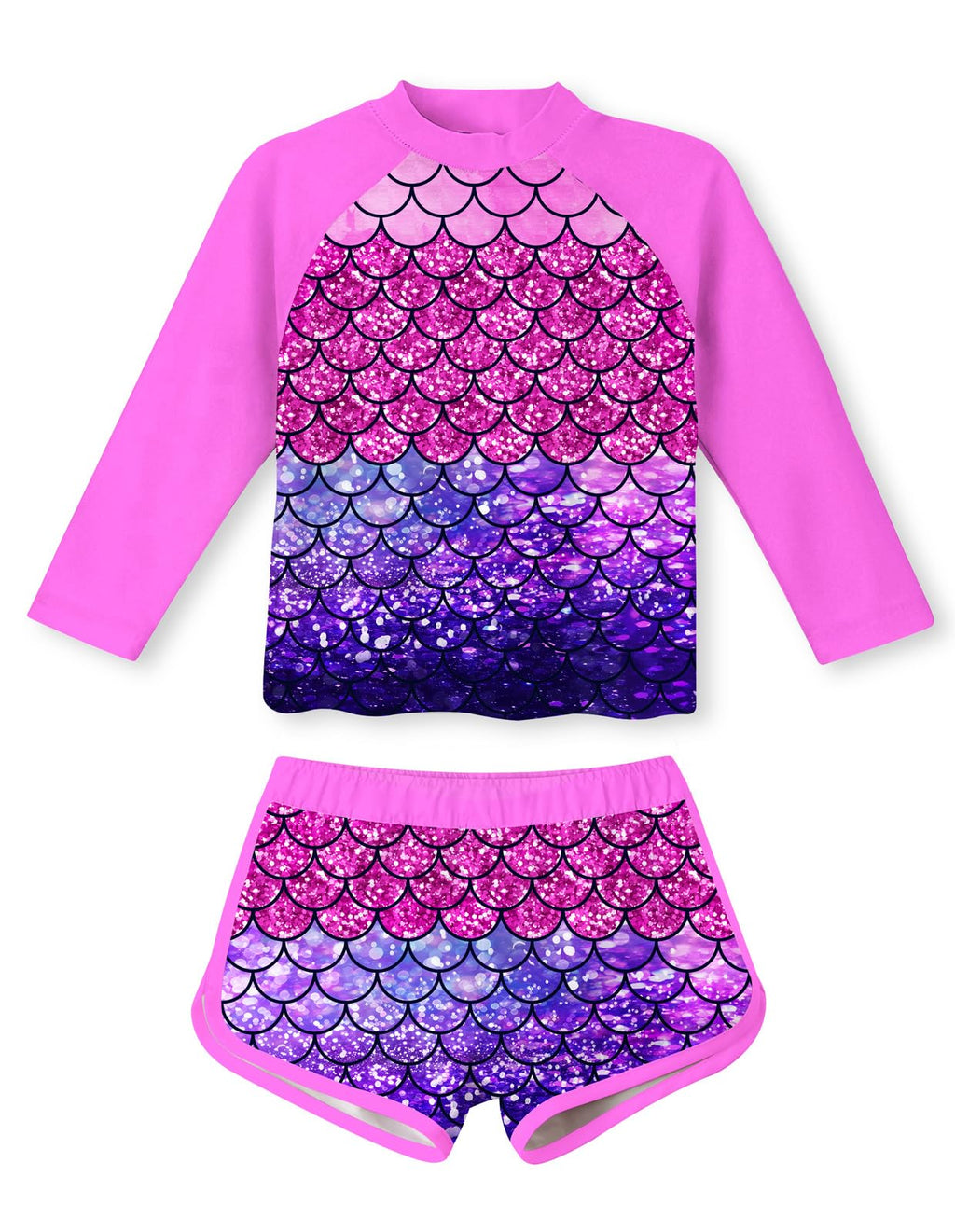 Vogseek Girls Rash Guard Two Pieces Swimsuit Long Sleeve Bathing Suit for 3-10 Years