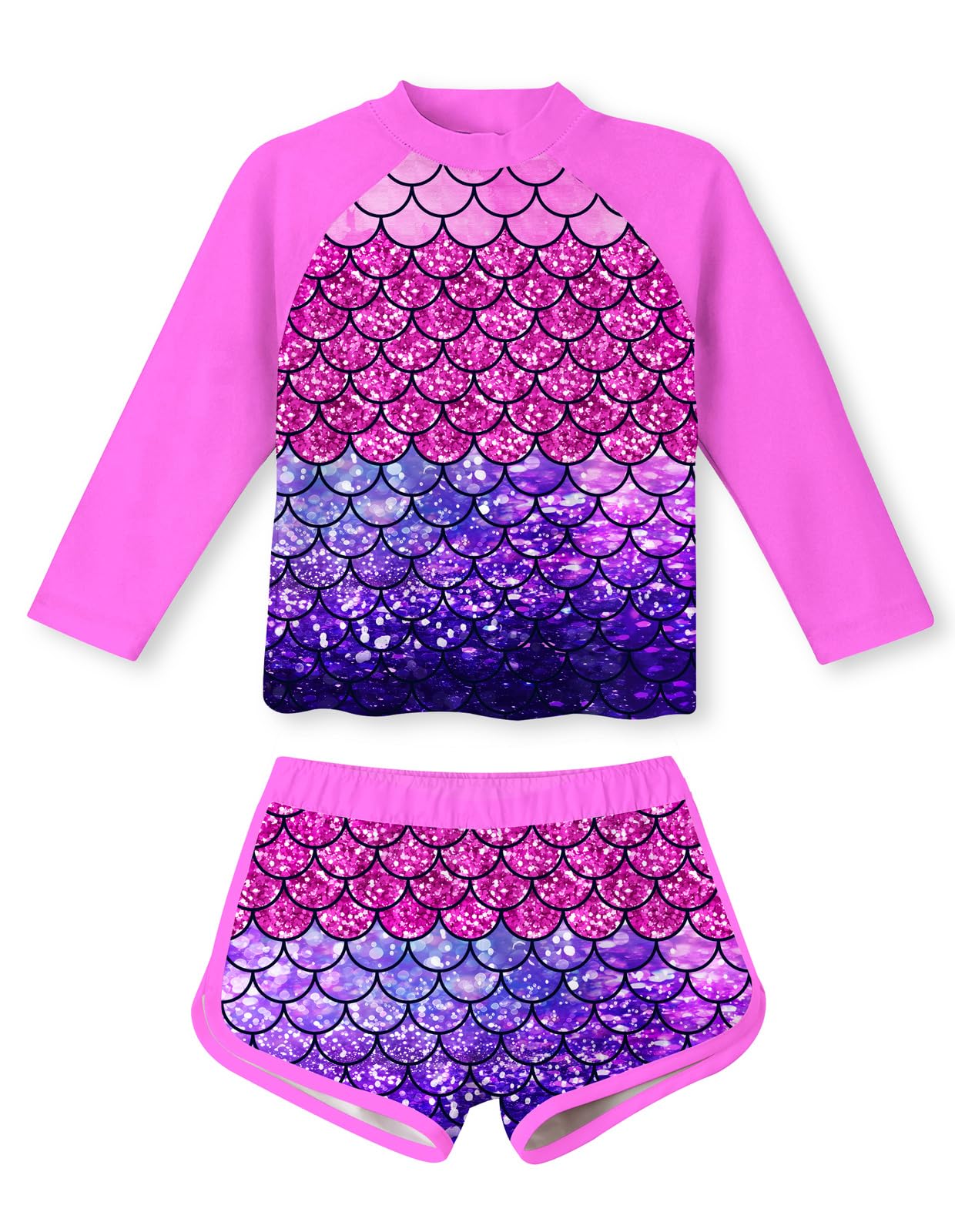 Vogseek Girls Rash Guard Two Pieces Swimsuit Long Sleeve Bathing Suit for 3-10 Years