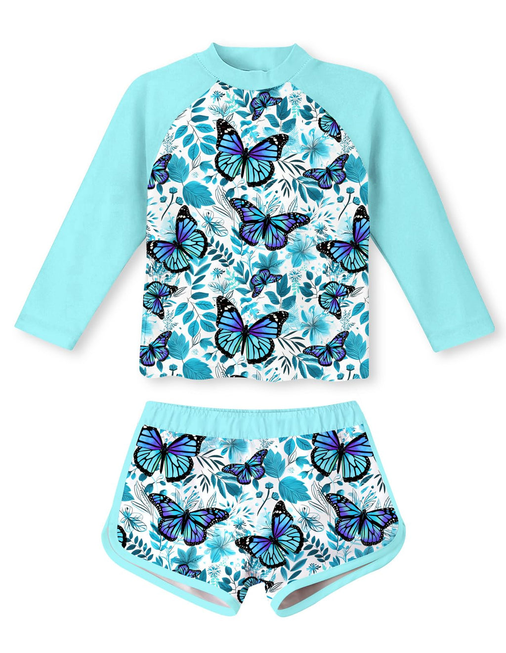 Vogseek Girls Rash Guard Two Pieces Swimsuit Long Sleeve Bathing Suit for 3-10 Years
