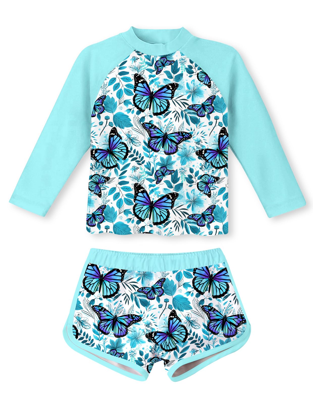 Vogseek Girls Rash Guard Two Pieces Swimsuit Long Sleeve Bathing Suit for 3-10 Years