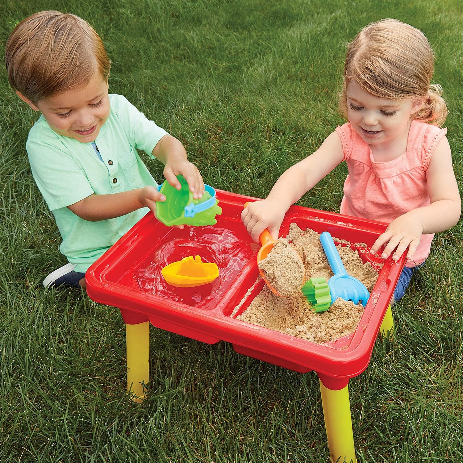Toddler Sensory Kids Table with Lid | Sensory Bin | Kidoozie | Mega Block Compatible Lid | Indoor Outdoor Use , Red, G02521 17 x 12.5 x 11 inches