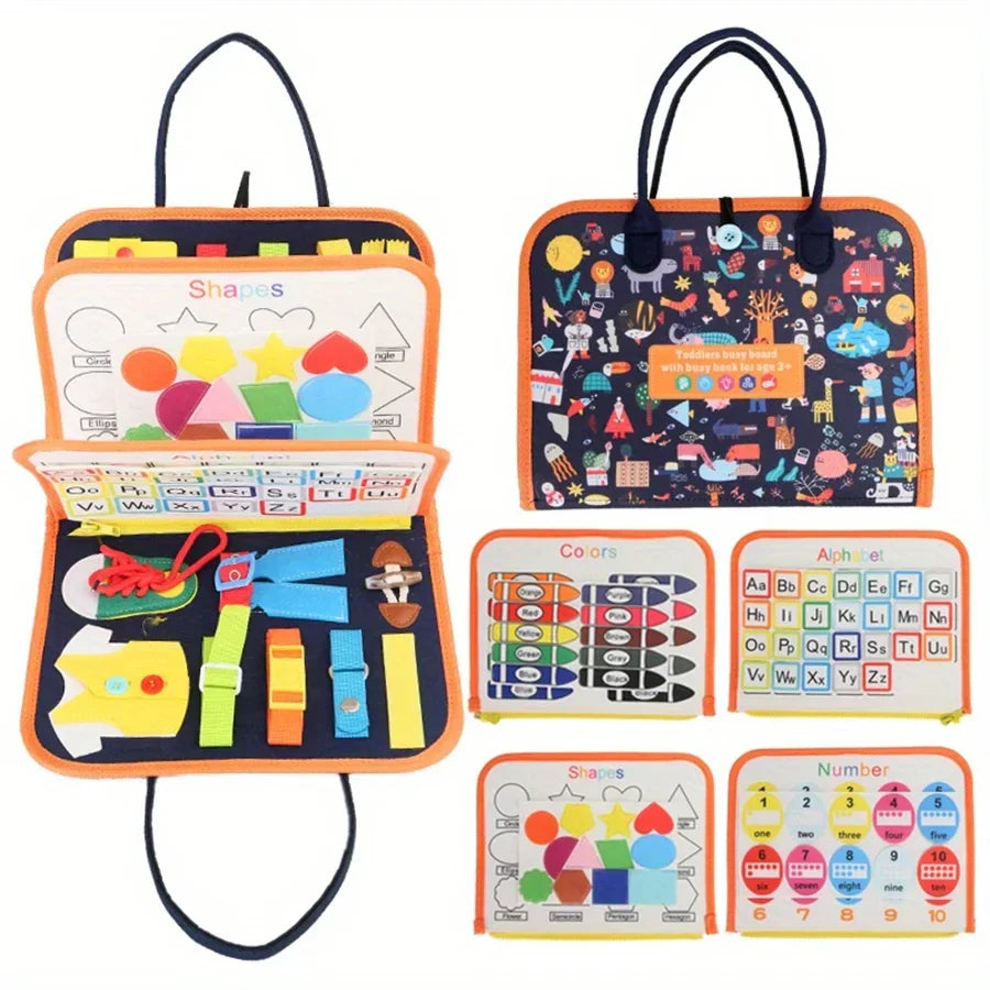 Busy Board Montessori Sensory Toy – Educational Travel Activity Board