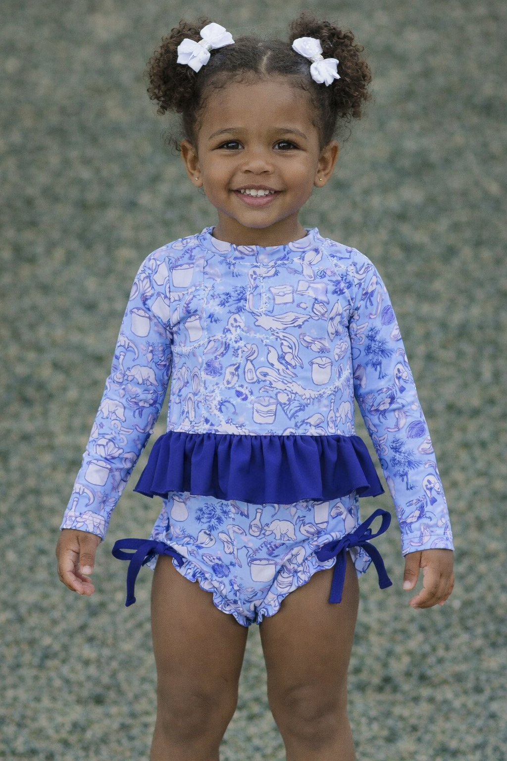 Cajun Toile ruffle bottom swim suit set